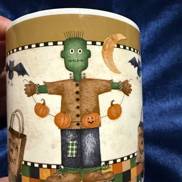 Pair of Halloween Mugs by Debbie Mumm  Owl, Crescent Moon, Frankenstein Oneida - Picture 4 of 15